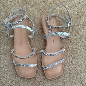 Dolce Vita  snakeskin and Silver Rhinestone Sandals size 7.5 in EUC